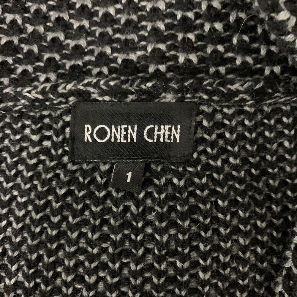 Ronen Chen Cardigan Sweater 1 Wool Blend Gray Long Open Front Minimalist Chic - Picture 5 of 6